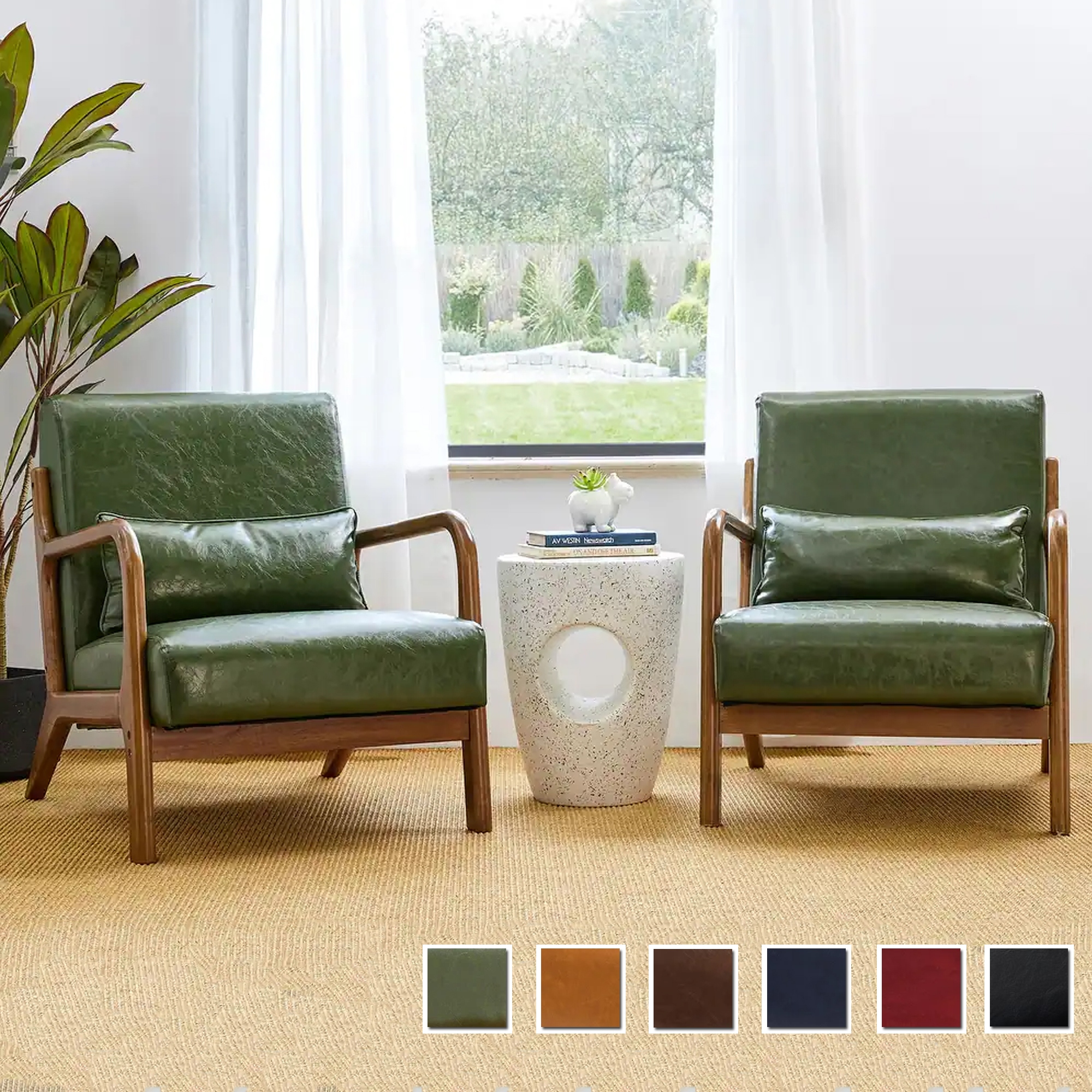 Set of 2 leather accent sales chairs
