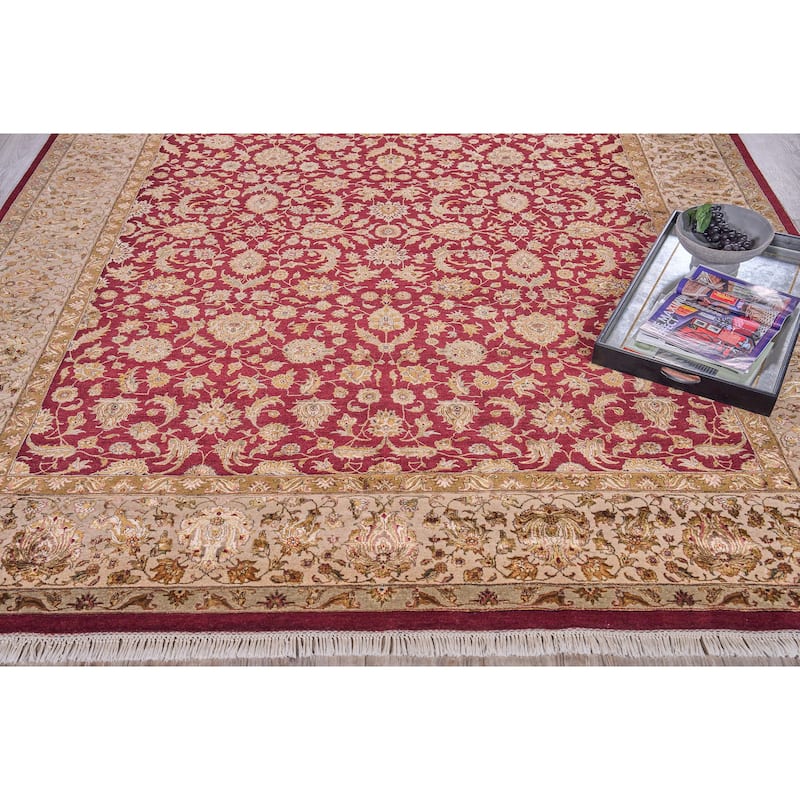 EXQUISITE RUGS ONE-OF-A-KIND Super Fine Tabriz Hand Knotted Burgandy Rug - 8'0"x9'9"
