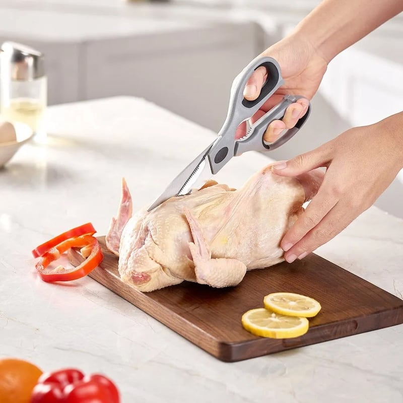 Versatile Stainless Steel Kitchen Scissors with Sheath for Precision Cuts Included Plastic Sheath