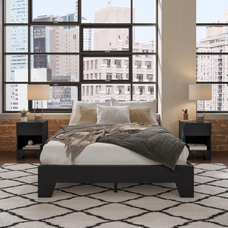 Boyd Sleep Lugano Wood Platform Bed Frame, Modern No Headboard Design, Easy Assembly