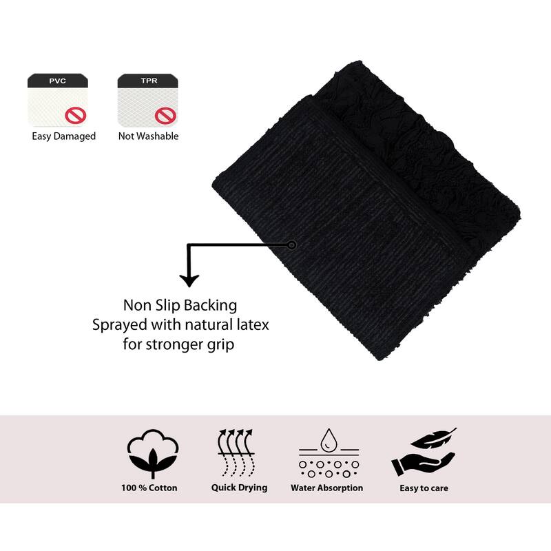 Home Weavers Modesto Collection 100% Cotton Bath Rug, Non-Slip Bath Rug, Extra Soft, Machine Wash, 4 Pcs Set with Runner