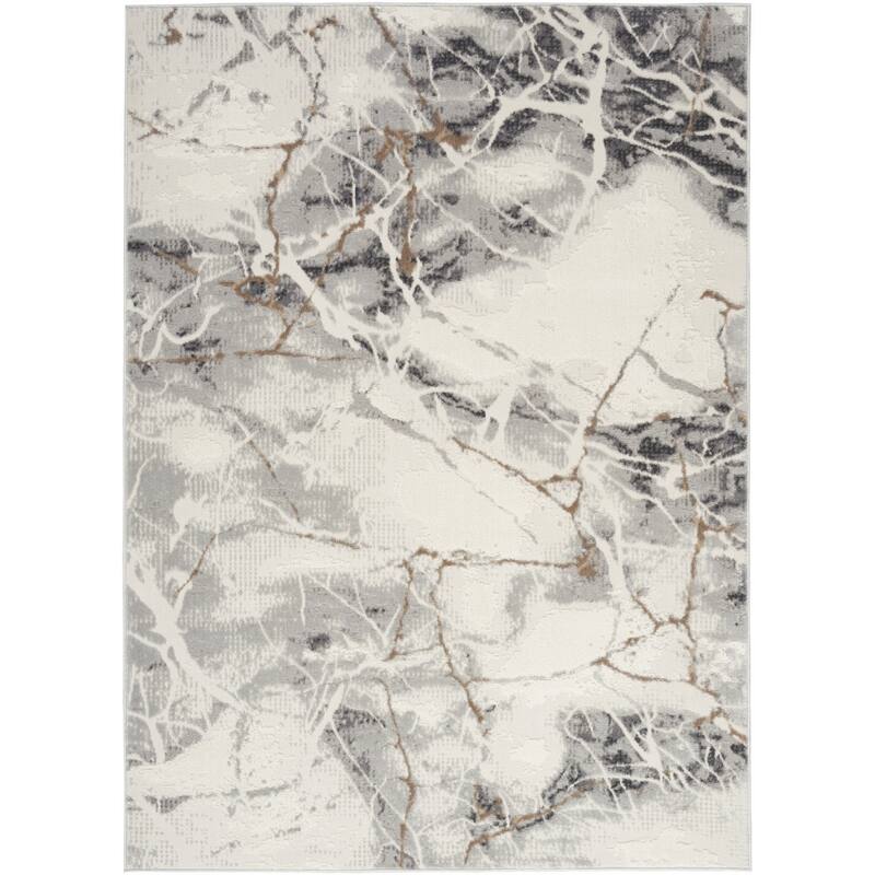 Power Loomed Abstract Modern Non Skid Low Pile Area Rug - 87' X '63' X '0.25
