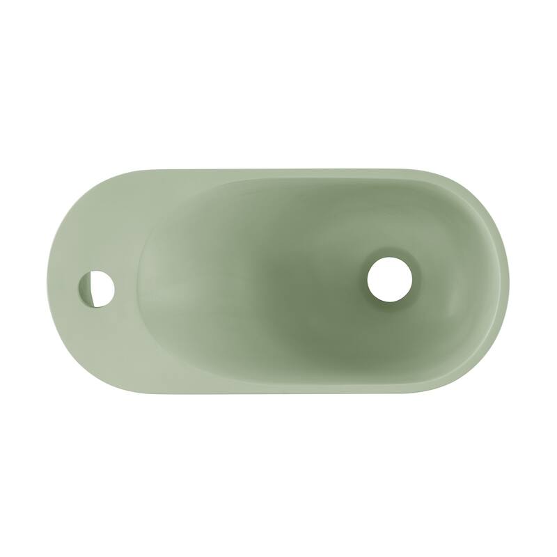 Terre 18" Solid Surface Oval Wall-Mounted Sink With Left Side Faucet Mount In Matte Palm Green - 18