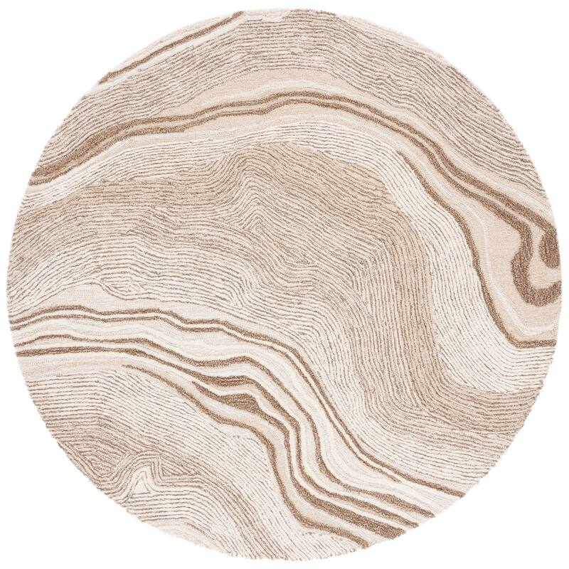 SAFAVIEH Handmade Fifth Avenue Klari Modern Abstract Wool Rug - 6' Round - Beige/Ivory