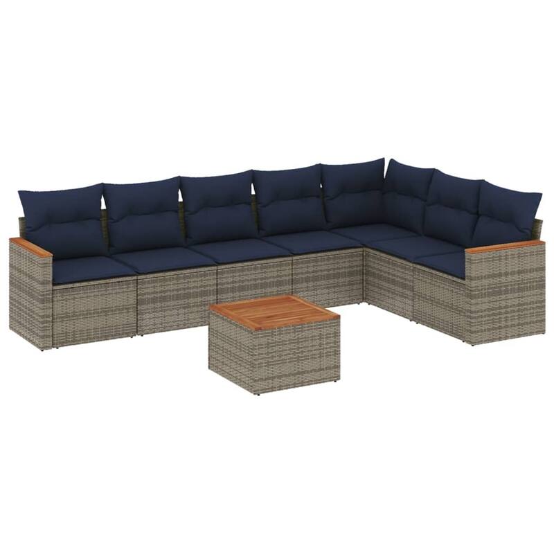 vidaXL Patio Sofa Set with Cushions Outdoor Conversation Furniture Poly Rattan - 24.4x 24.4x 27.2