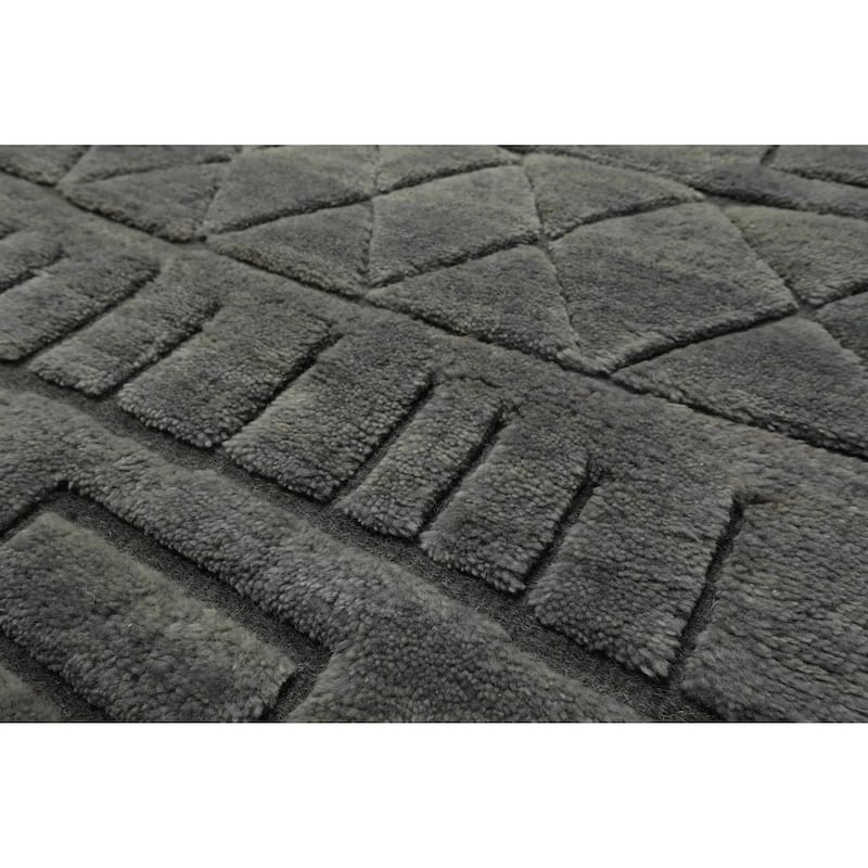 8x10 Tibetano Hand Knotted Wool Tone on Tone Modern & Contemporary Gray Rug - 8' x 10'