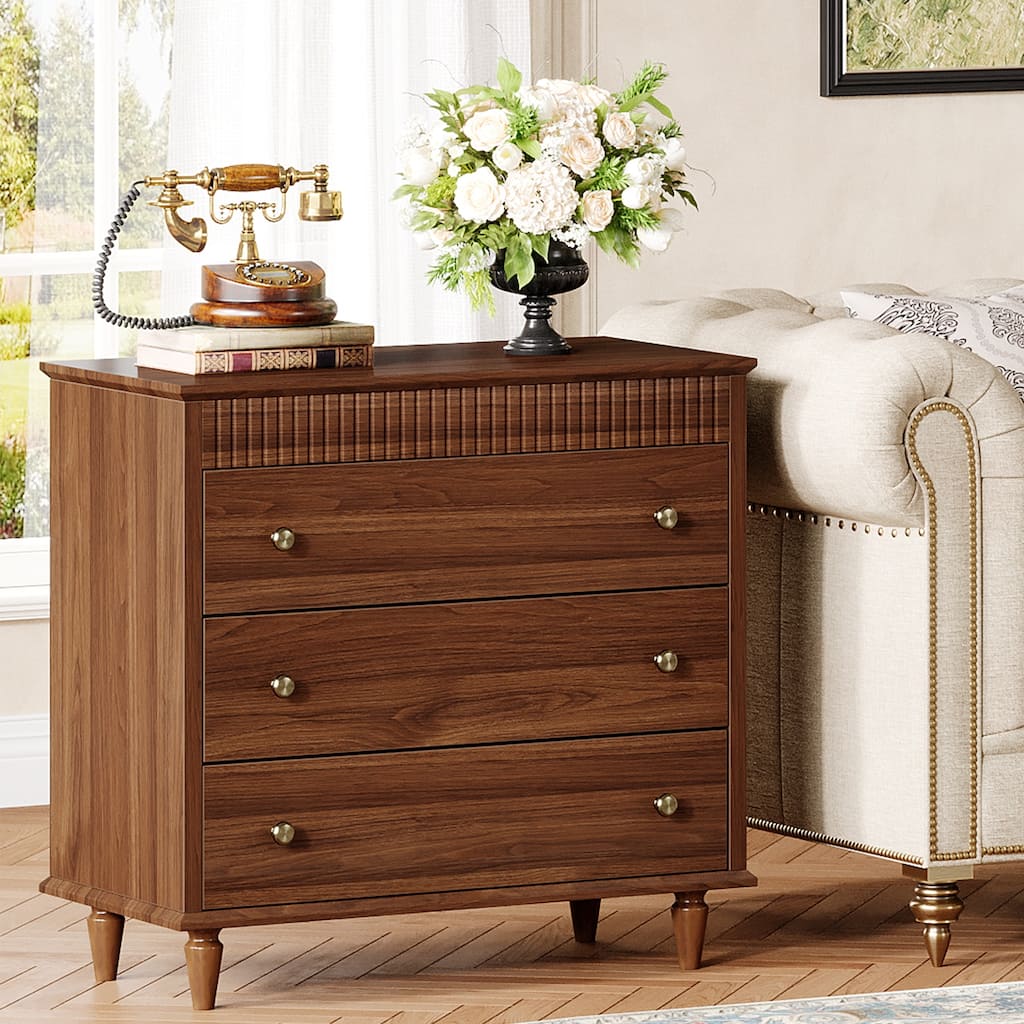 Nightstand with 3 Drawers, 31.5" Oversized Farmhouse Bedside Table