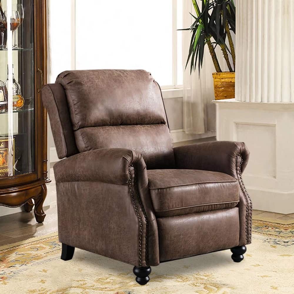 Armchair Pushback Club Recliner with Rivet Decoration