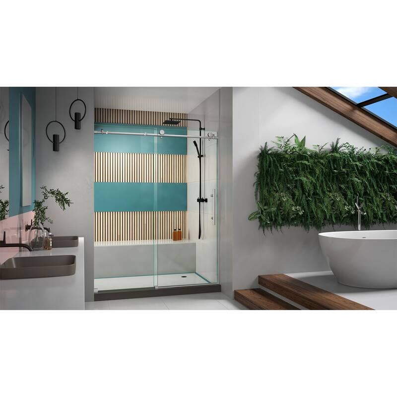 DreamLine Enigma-X 56-60 in. W x 76 in. H Fully Frameless Sliding Shower Door - 56" - 60" W