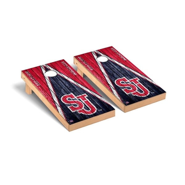 slide 2 of 5, St. Johns Red Storm Weathered Cornhole Board Set
