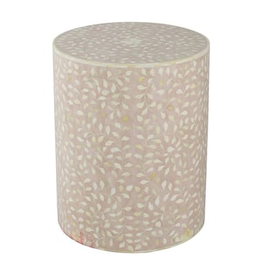 15.5 in. Pink Round Wood End Table, Sturdy Build End Side Table for Living Rooms