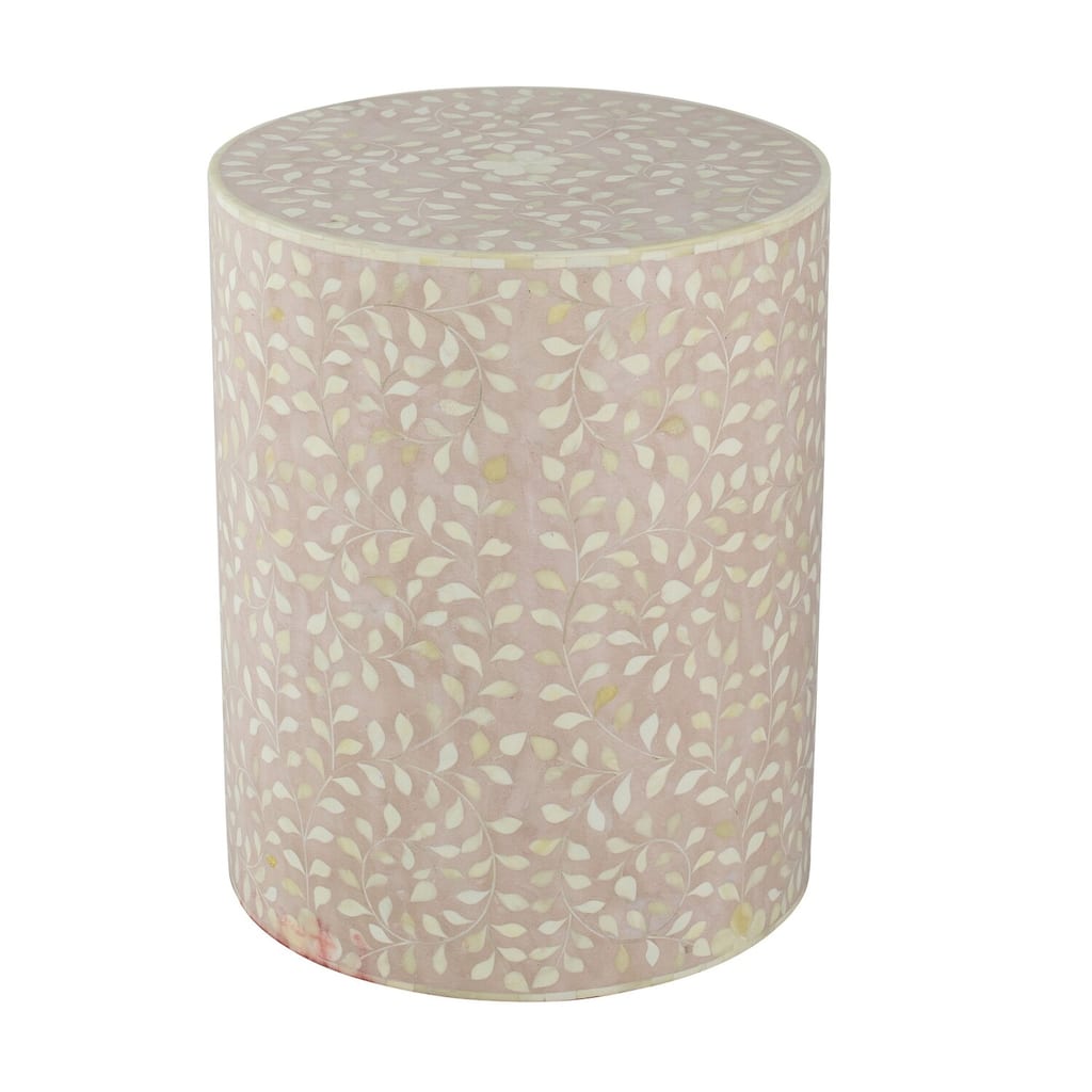 15.5 in. Pink Round Wood End Table, Sturdy Build End Side Table for Living Rooms