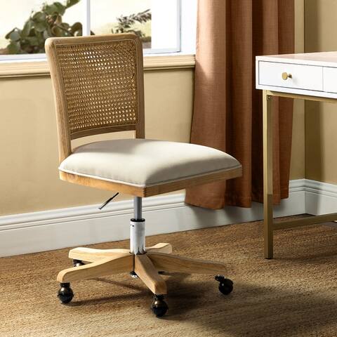 Calcutta Task Chair with Rattan Back for Living Room and Office Room
