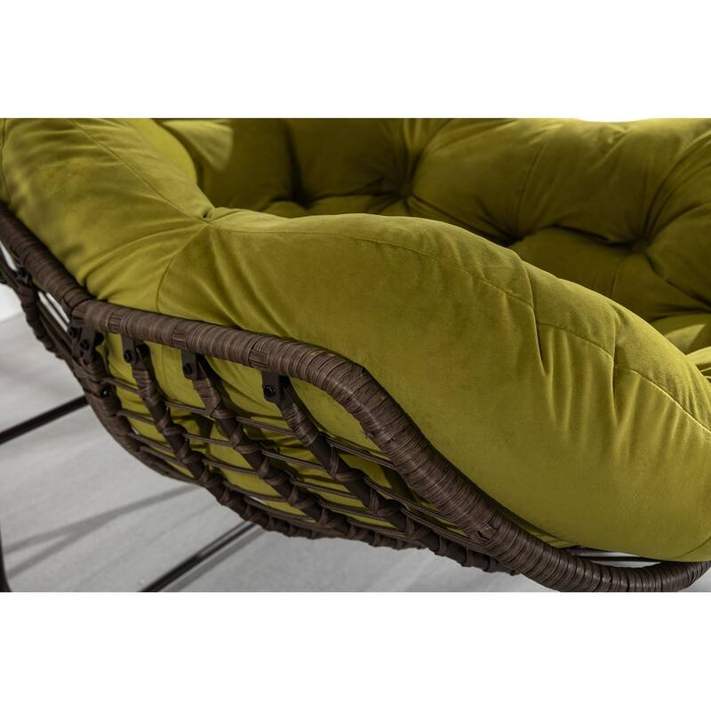 Rocker Recliner Chair Rattan Rocking Chair with Padded Cushion