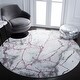 preview thumbnail 68 of 92, SAFAVIEH Craft Margaretha Modern Abstract Marble Pattern Rug 10' x 10' Round - Grey/Wine