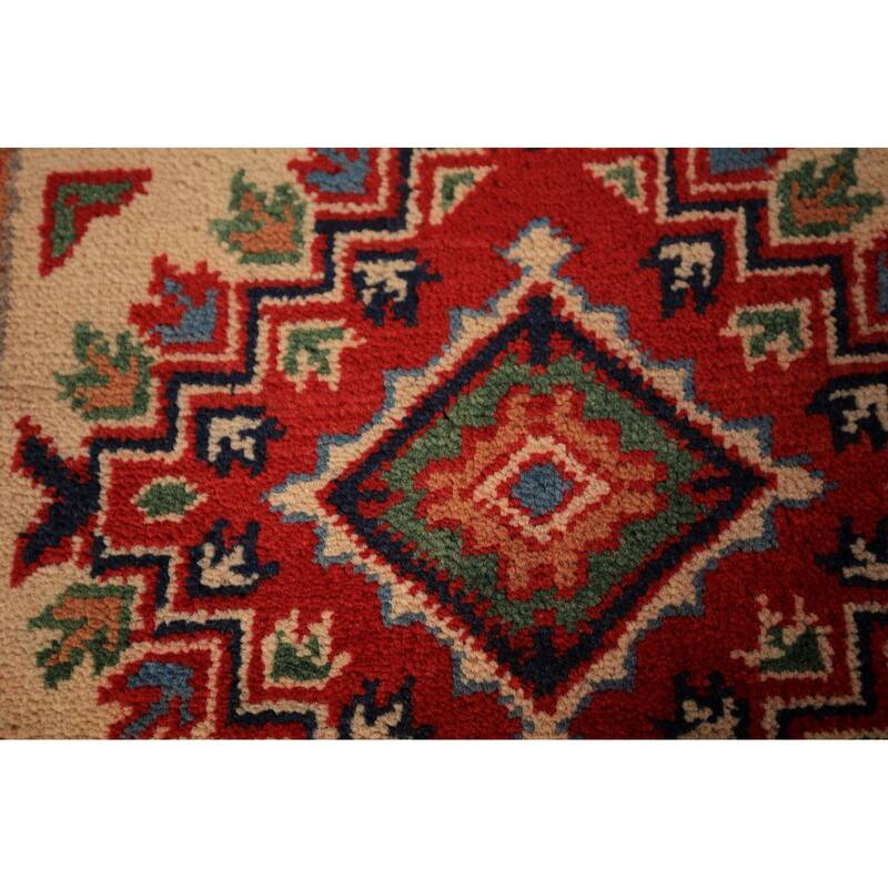 Geometric Kazak Accent Rug Hand-Knotted Wool Carpet - 2'0" x 3'0"