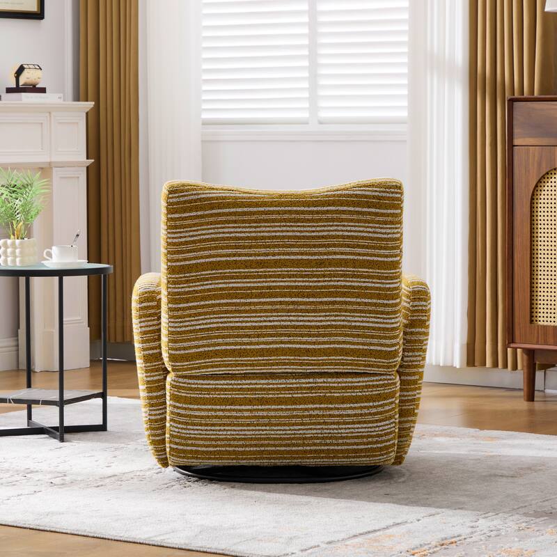 Swivel Striped Accent Chair with Metal Base, Modern Arm Chair for Living Room, Fabric Club Single Sofa Chair