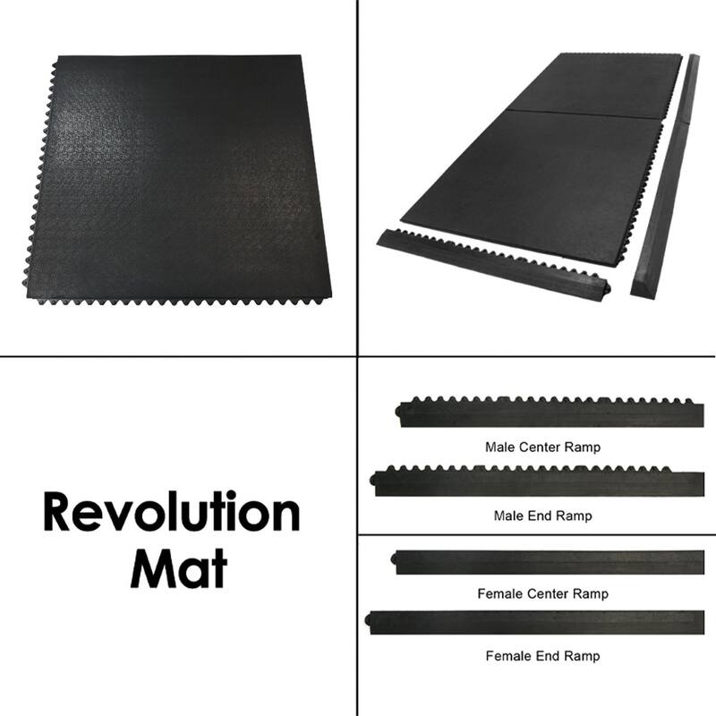 Rubber-Cal "Revolution" Interlocking Rubber Floor - 12mm x 36 in x 36 in - Rubber Tiles