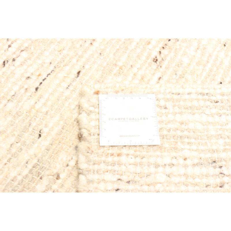 ECARPETGALLERY Braid weave Sienna Beige, Cream Wool Rug - 5'0 x 7'10