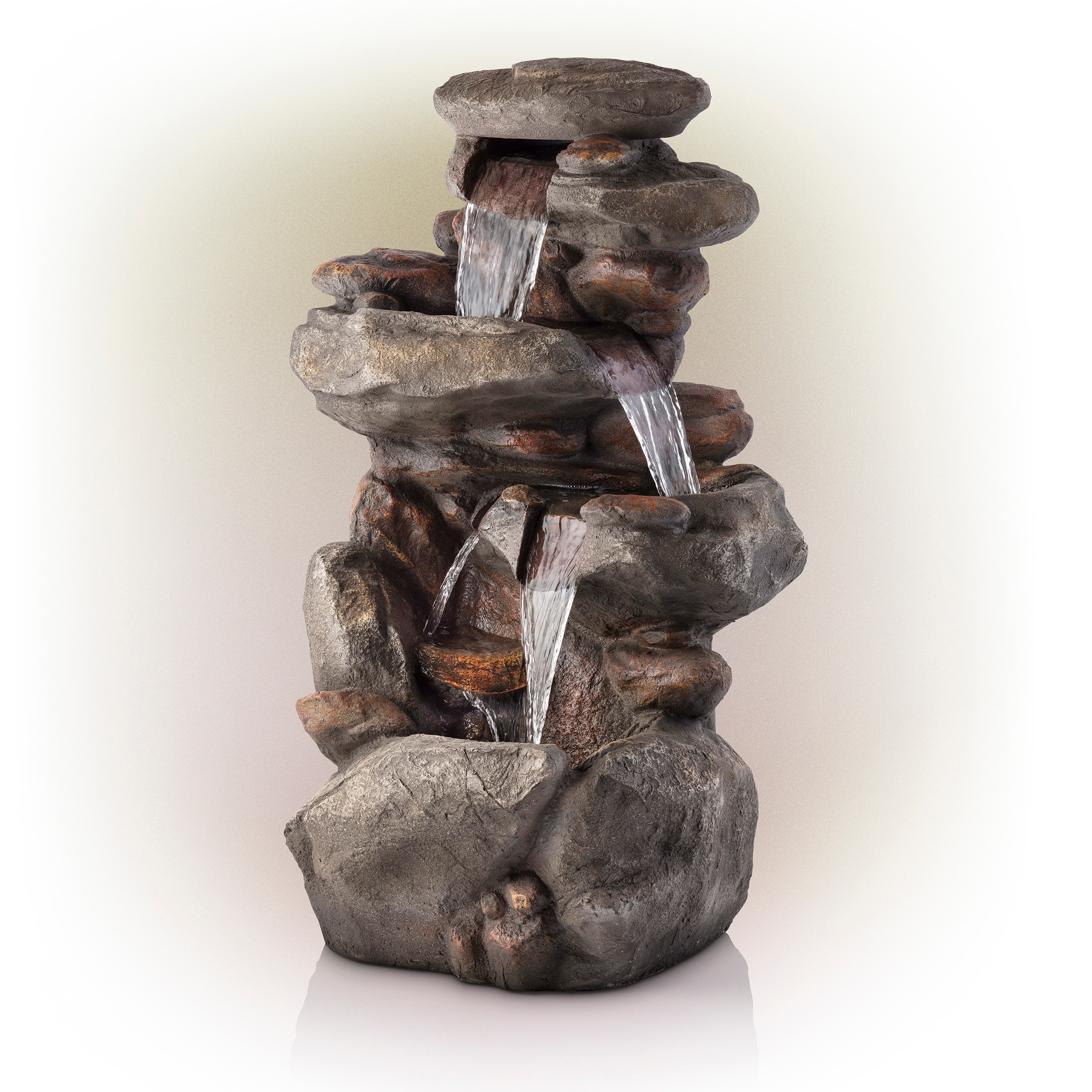 Shop Alpine Corporation 4 Tier Rock Water Fountain With Led Lights
