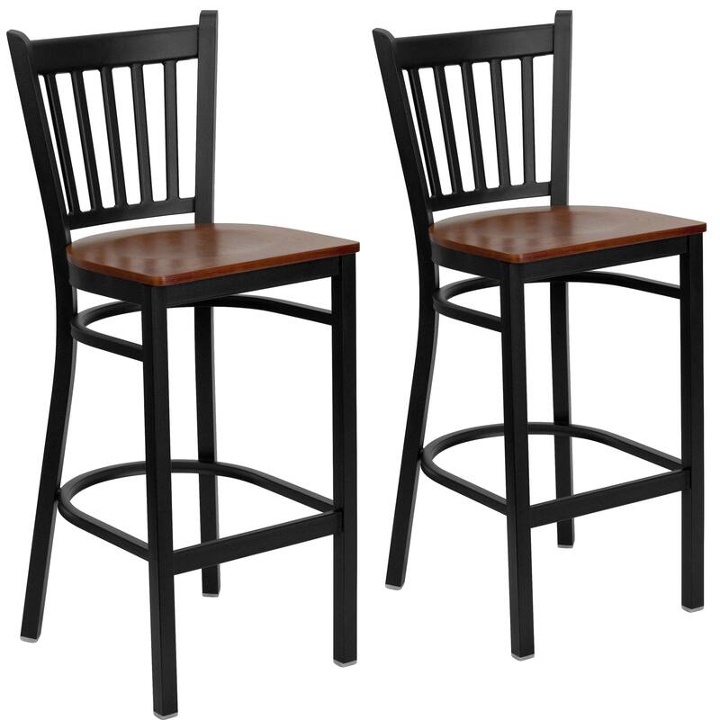 2 Pack Vertical Back Metal Restaurant Barstool