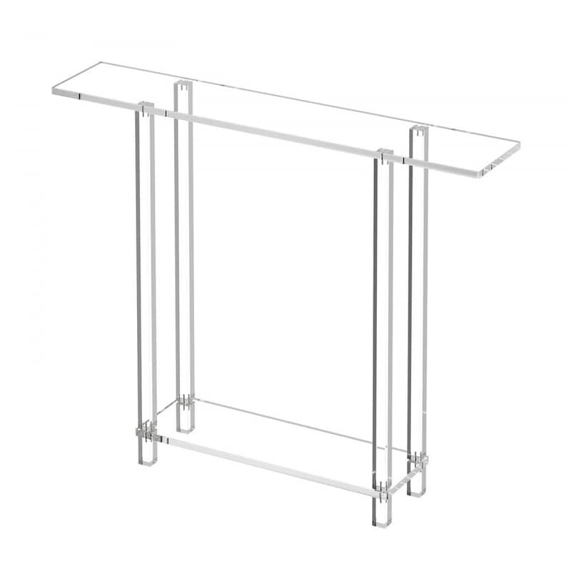 Clear Acrylic 2-Tier Console Table with Sturdy Metal Connectors and Storage - 7.6 x 39.4 x 31.5 in