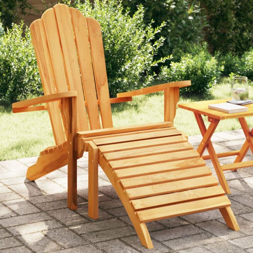 vidaXL Garden Adirondack Chair With Footrest Teak Solid teak wood Standard - 53.9 x 30.3 x 37.4 in