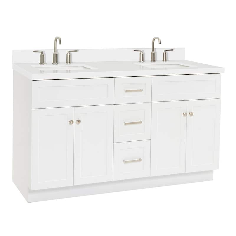 Ariel F061DWQRVO Hamlet 61" Free Standing Double Basin Vanity Set with