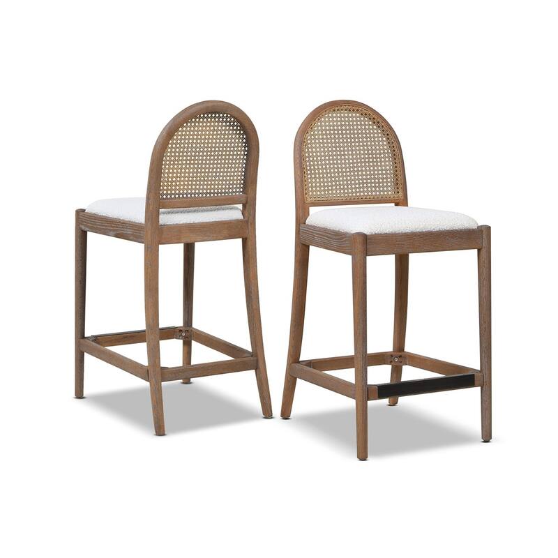 Curved Back Cane Rattan Counter Stool Set
