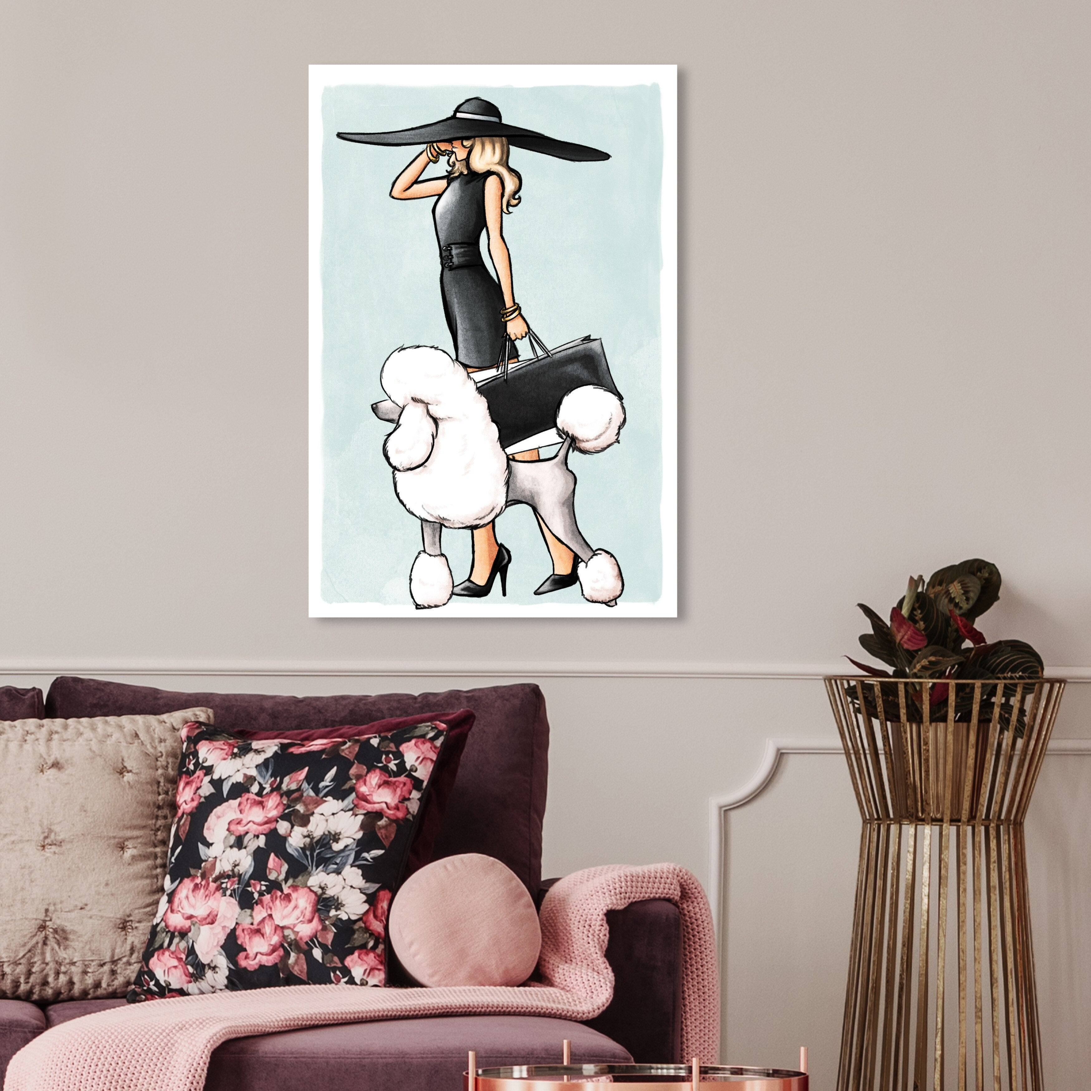 Oliver Gal 'Glam on a Stroll Aqua' Fashion and Glam Wall Art