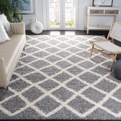 SAFAVIEH, Dallas Shag Rashmi Trellis 1.5-inch Thick Rug - 8'6" x 12'