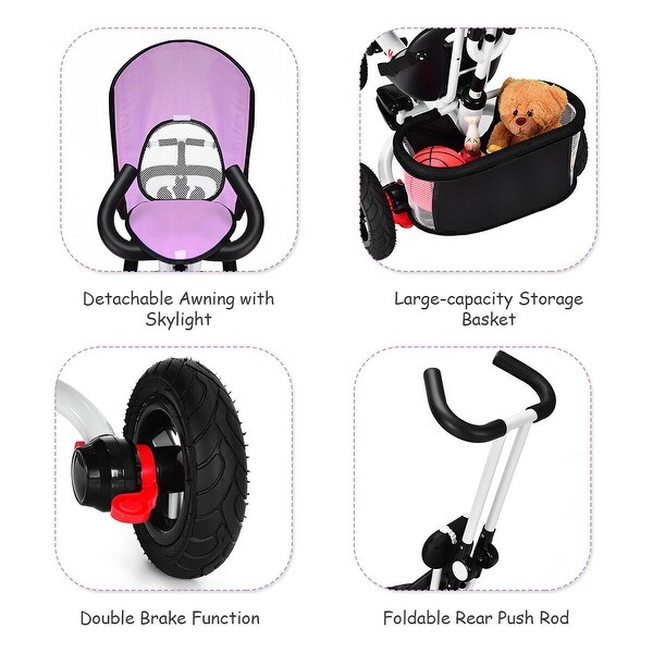 Gymax 4-In-1Twins Kids Baby Stroller Tricycle Detachable Learning
