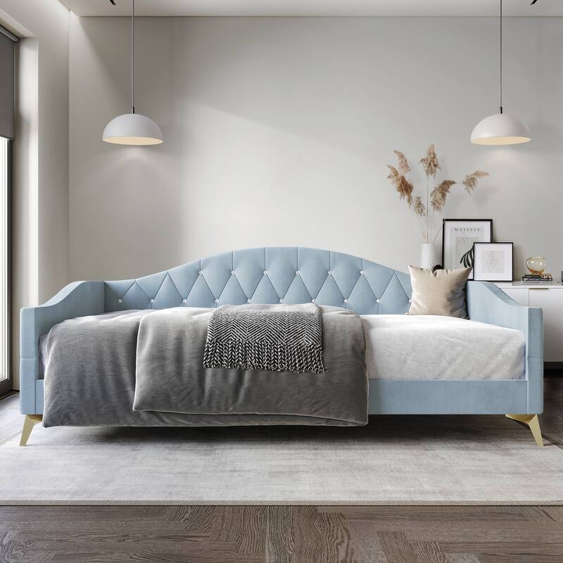CraftPorch Elegant Crystal Button-Tufted Twin Size Upholstered Daybed
