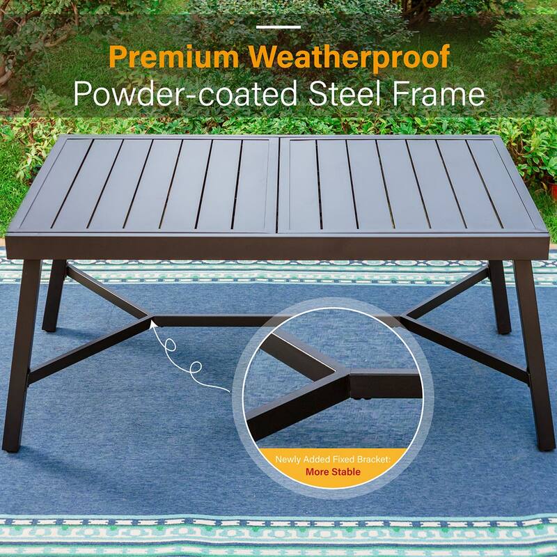 7/9-Piece Patio E-coating Dining Set of 6/8 Stackable Chairs & 1 Extendable Metal Table