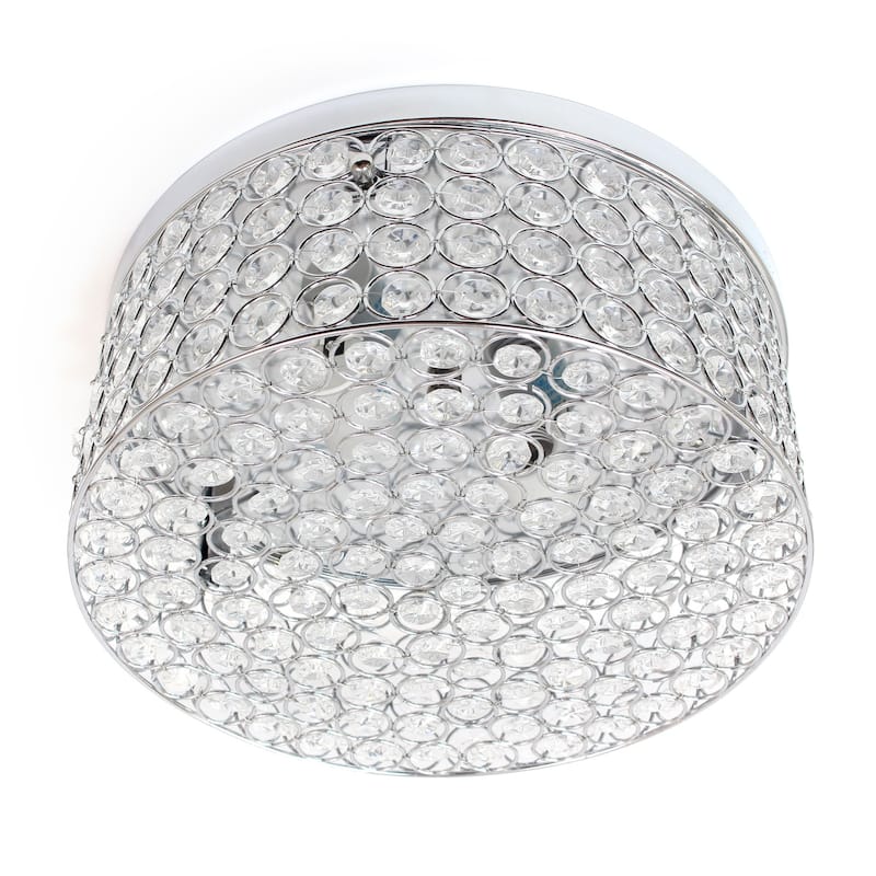 Round Flush Mount Light 12 Inch, 2 Light Chrome Ceiling Fixture Style