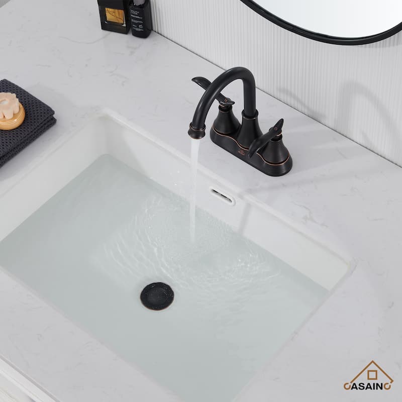 4 in. Centerset Double Handle Bathroom Faucet with Drain Kit Included