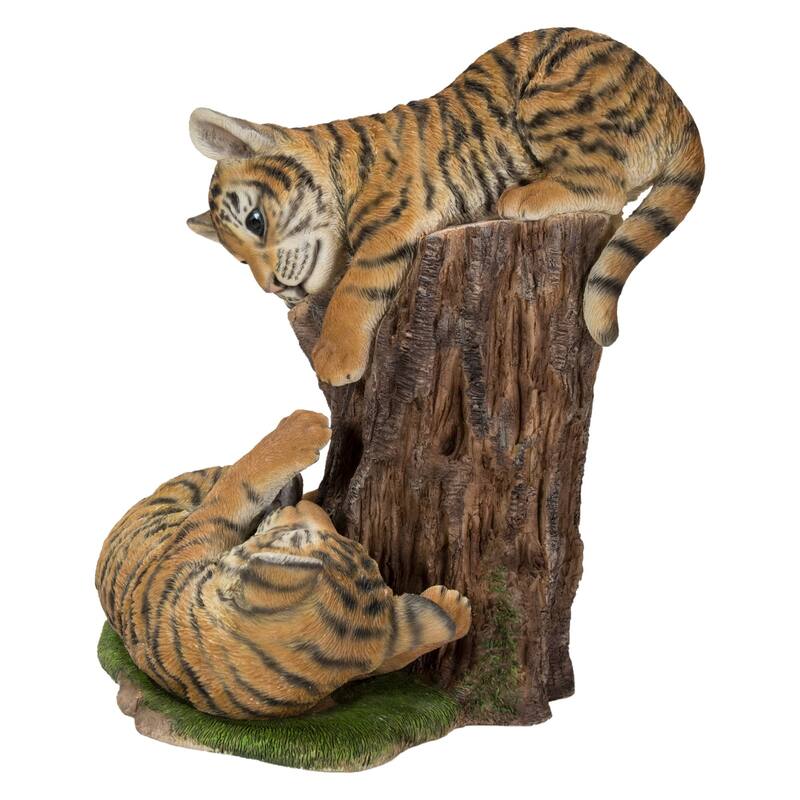 13" Playful Tiger Cubs Outdoor Garden Statue