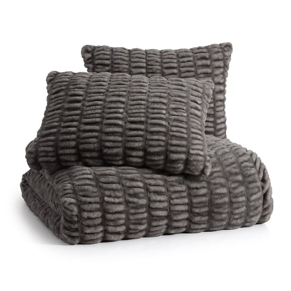 KARL LAGERFELD PARIS Ruched Faux Fur Comforter Set On Sale Bed Bath