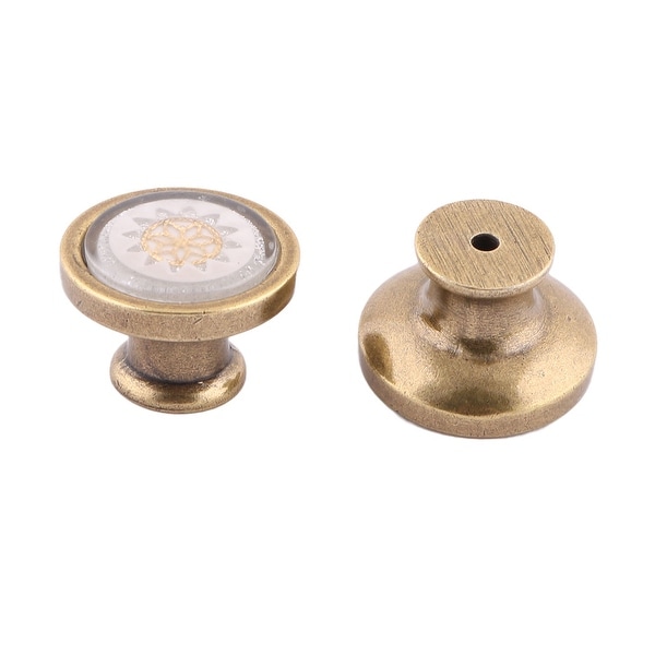 Home Acrylic Flower Print Cabinet Dresser Furniture Knob Pull Handle White 2pcs