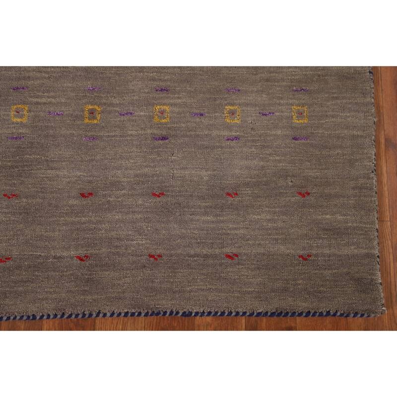 Brown Tribal Gabbeh Indian Area Rug Handmade Wool Carpet - 3'8"x 6'1"