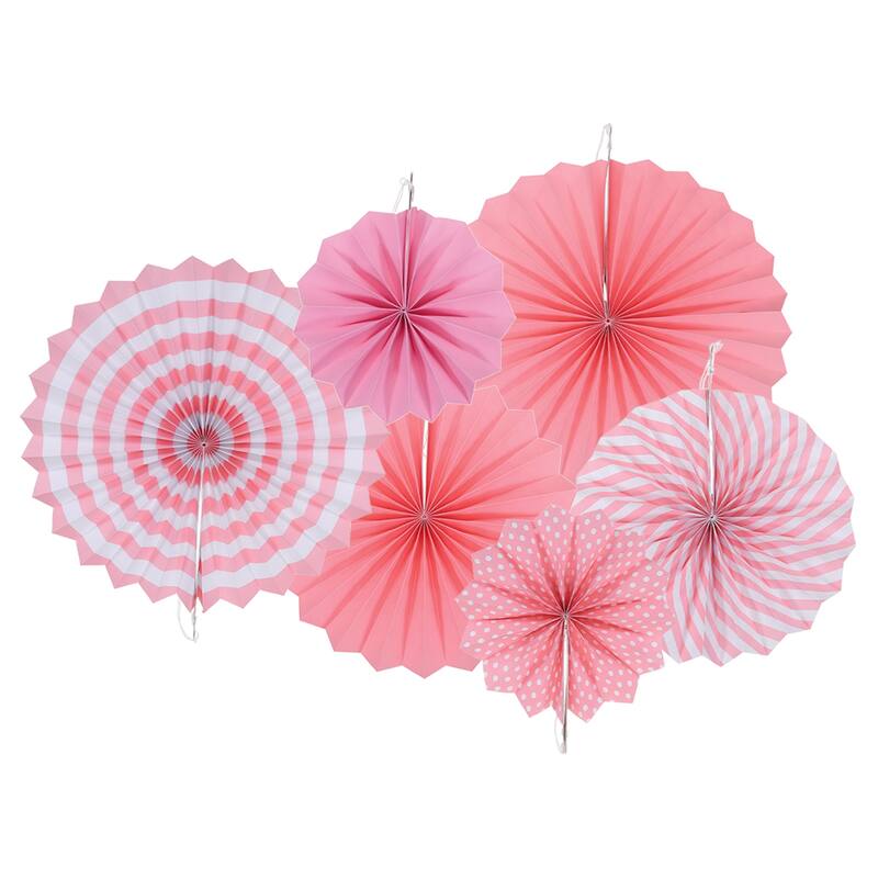 Hanging Paper Fans Set Paper Decorations for Party Birthday 6pcs