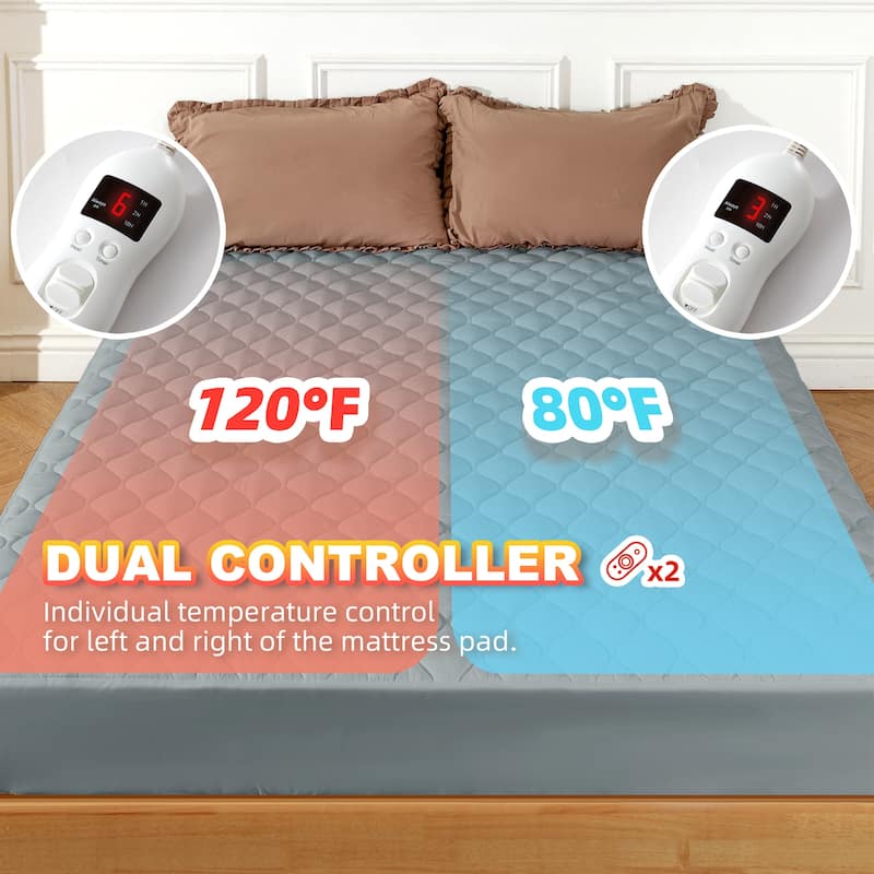 Temperature Regulating Quilted Electric Heated Mattress Pad