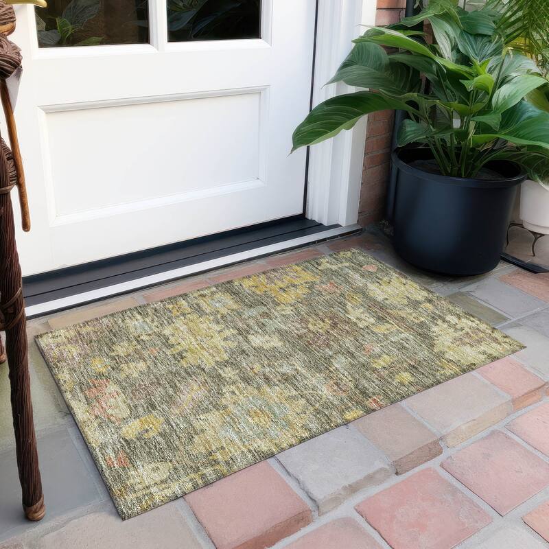 Machine Washable Indoor/ Outdoor Vintage Traditional Chantille Rug