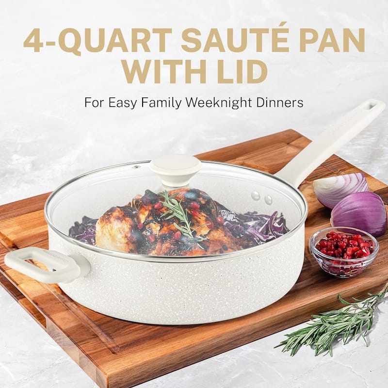 Granitestone Desert 4 Quart Nonstick Sauté Pan with Lid and Stay Cool Handles