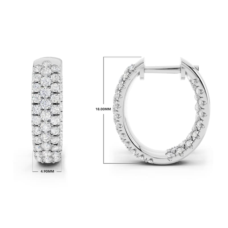 Vault Classics 2.00ct TW Natural Diamond 3-Row Hoop Earrings (I VS2)