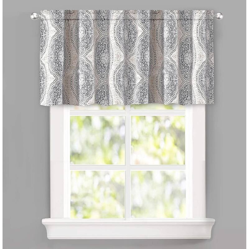 DriftAway Adrianne Damask and Floral Pattern Window Curtain Valance - 52'' width x 24'' length - 52" width x 24 " length