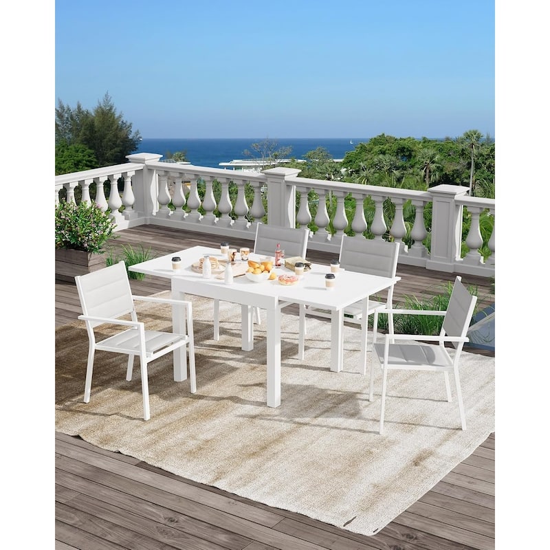 Patio Extendable Dining Table for 4-6,Aluminum Outdoor Dining Table 31.5-63 for Backyard Porch, Deck