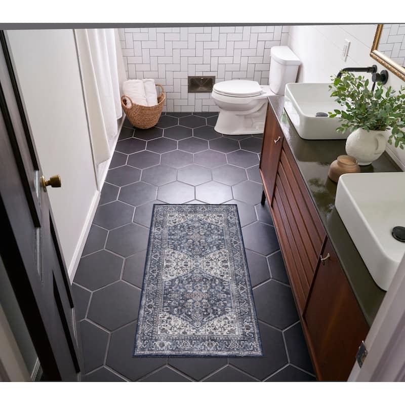 New Concept Washables Vintage Medallion Machine Washable Area Rug