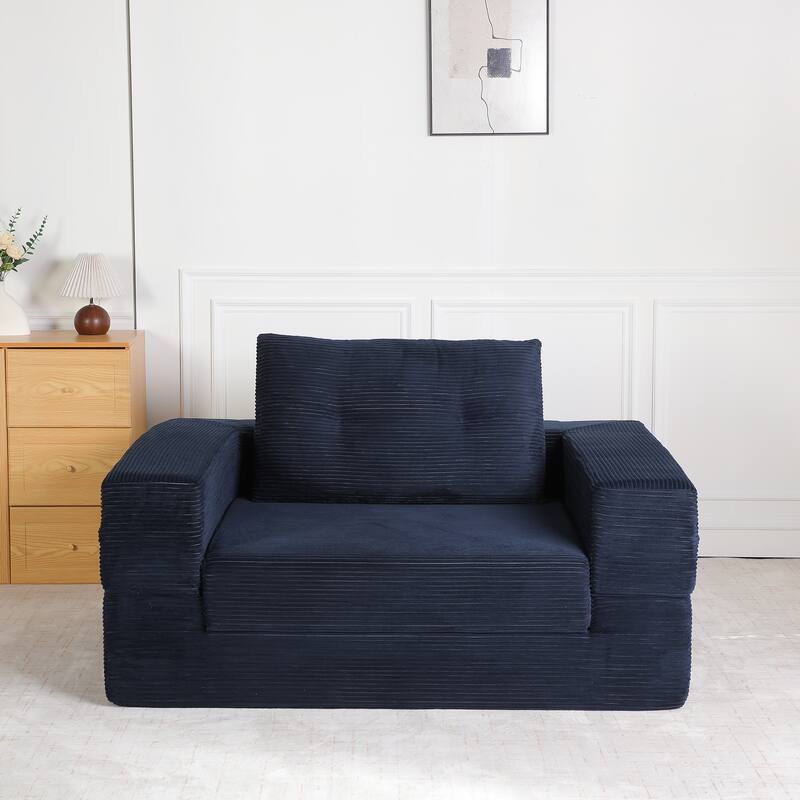 Compression Human Dog Sofa Bed for Adult & Pets, Modern Floor Couch With Pillow for Living Room Bedroom, Corduroy Fabric