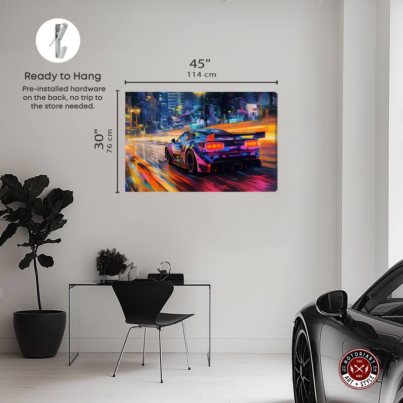 Notoriart Night Drive Vibes Gallery Wrapped Car 1 Piece Canvas Wall Art